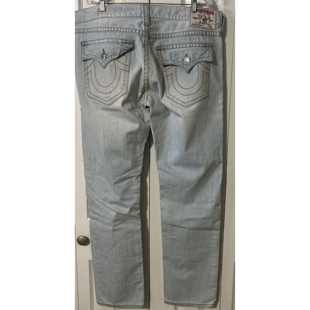 True Religion World Tour Light Wash Men's Skinny Flap Blue Jeans Size 40 (42x34)